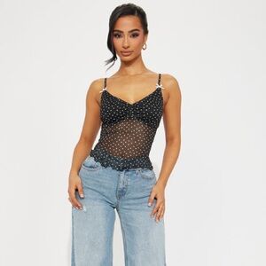 NWT FASHION NOVA With The Girls Cami in Black/White
